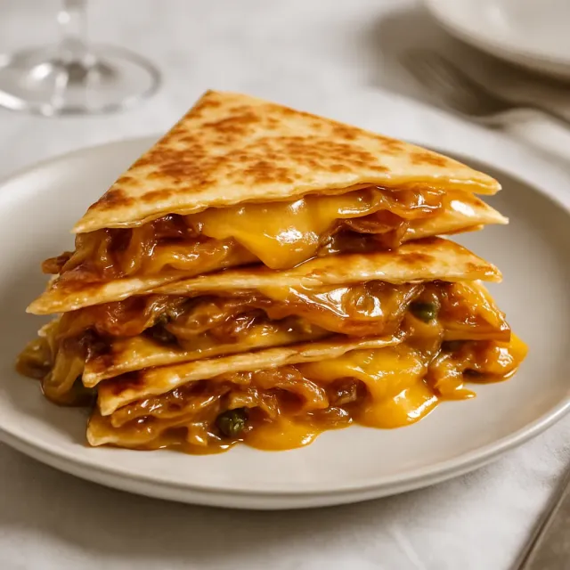 Quesadillas con cipolle caramellate e jalapeño