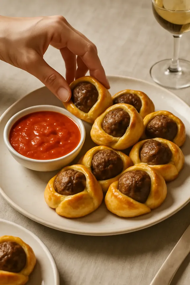 Sándwiches de albóndigas en brocheta
