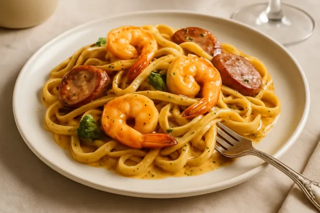 Cajun Shrimp and Sausage Alfredo