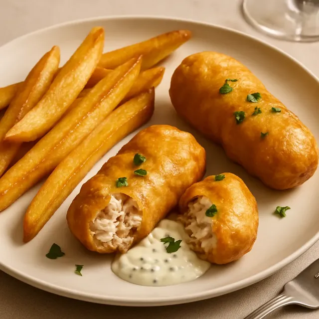 Рыба и картофель фри (вегетарианский)