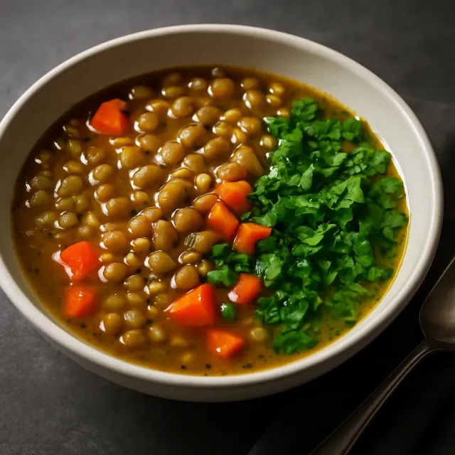 Sopa de lentejas en olla lenta