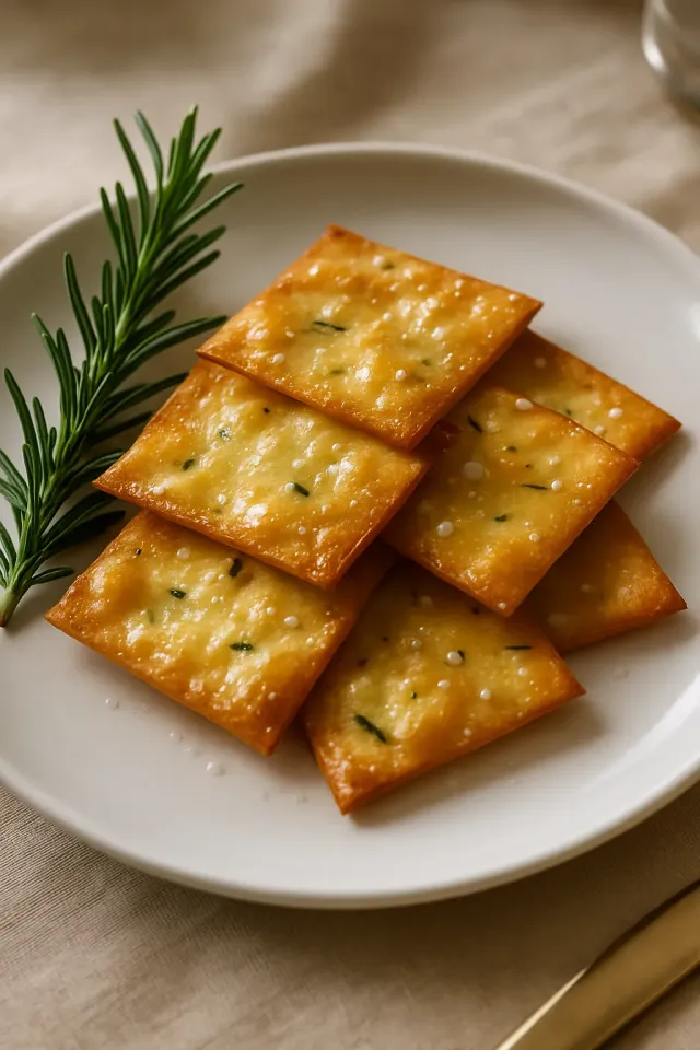 Crispy Rosemary Sea Salt Flatbread Crackers