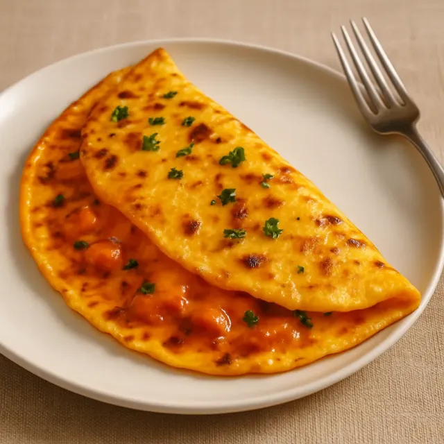Scharfes Chilikäse-Schinken-Omelett