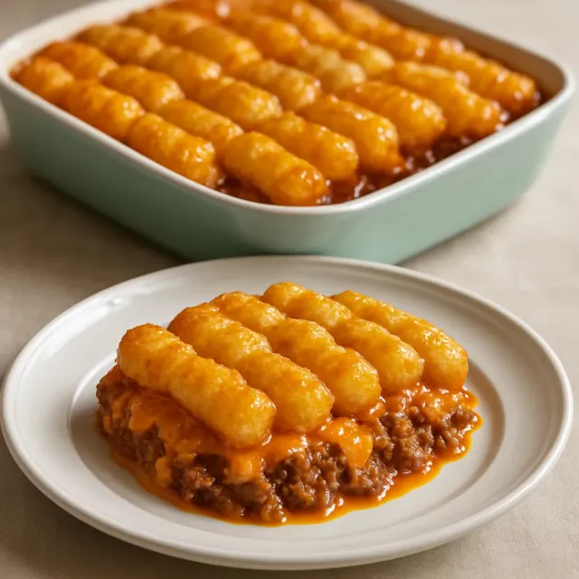 Cazuela de Tater Tot de cheeseburger