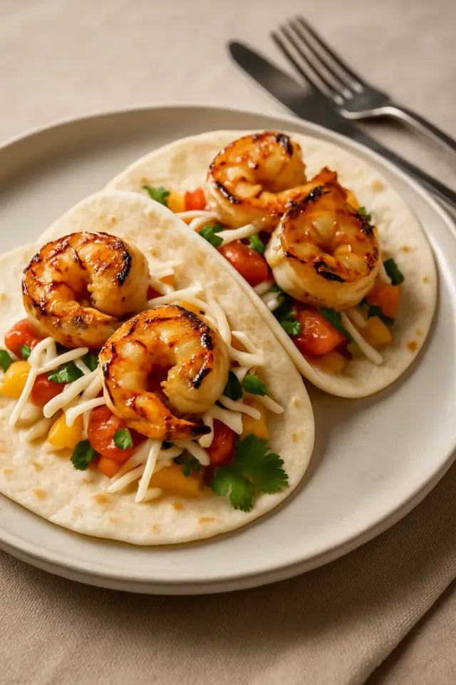 Fajitas aux crevettes grillées