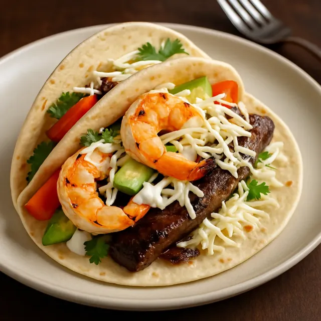 Fajitas Faciles au Steak et aux Crevettes