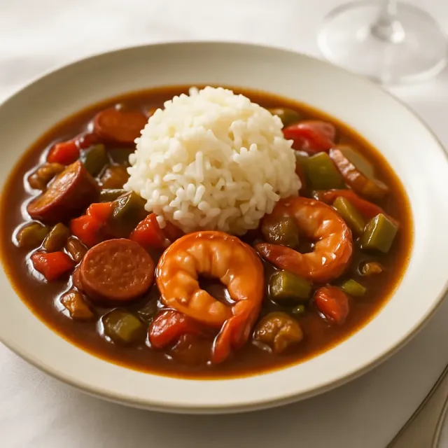 Gombo à la saucisse et aux crevettes