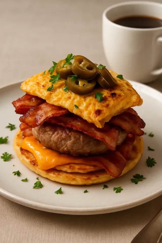 Speck-Käseburger-Omelett