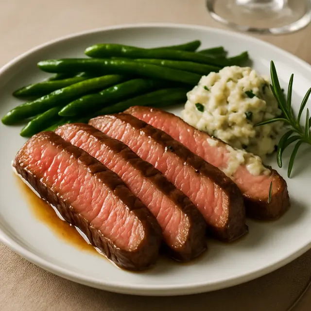 Grilled Flat Iron Steak with Blue Cheese-Chive Butter