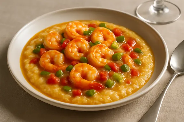Polenta épicée aux crevettes