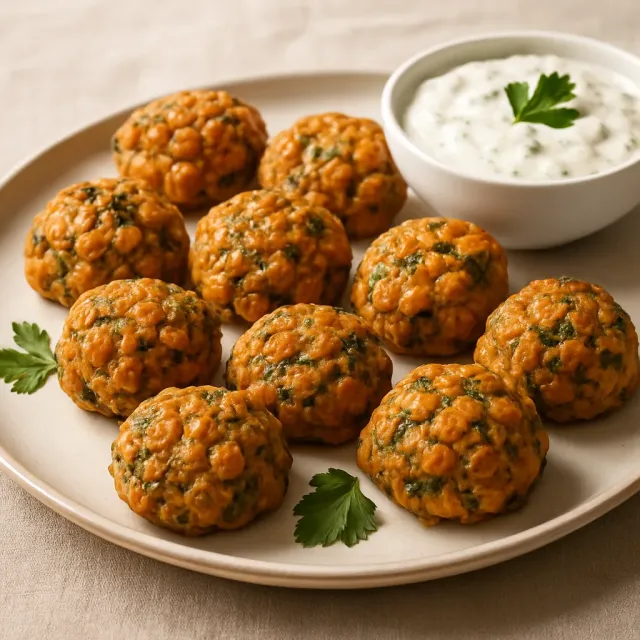 Spicy Baked Falafel with Tzatziki