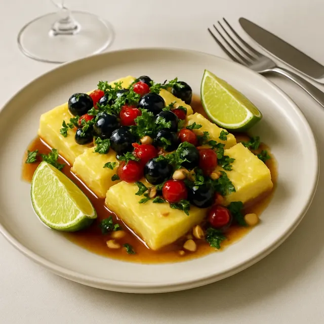Grilled Halloumi with Herbed Berry Salsa