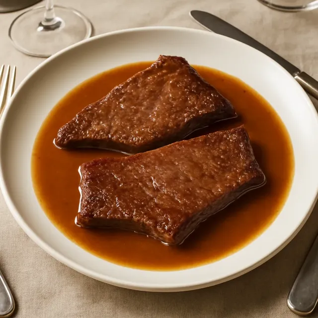 Steak de flanc braisé au citron et à l'ail