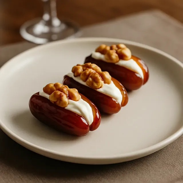 Dattes farcies au Gorgonzola et aux noix