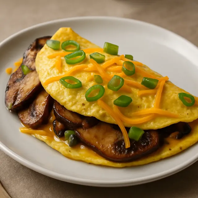 Pilz-Frühlingszwiebel-Käse-Omelett