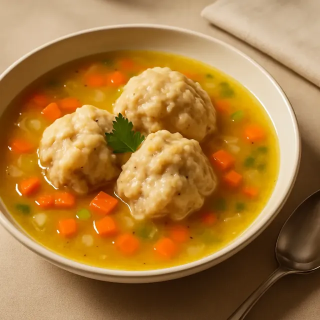 Пасхальный суп с куриными клецками