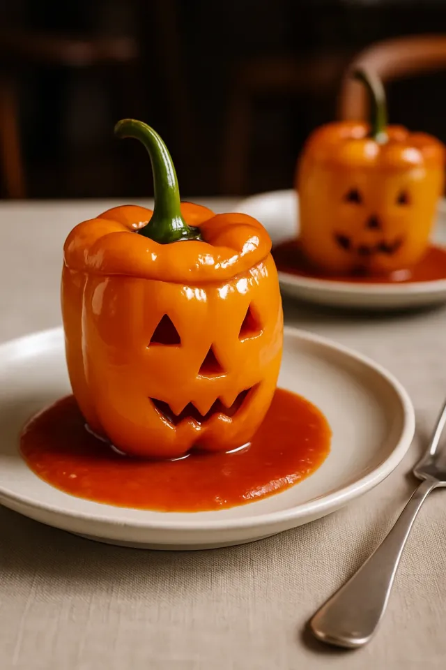 Jack-o'-Lantern Stuffed Peppers