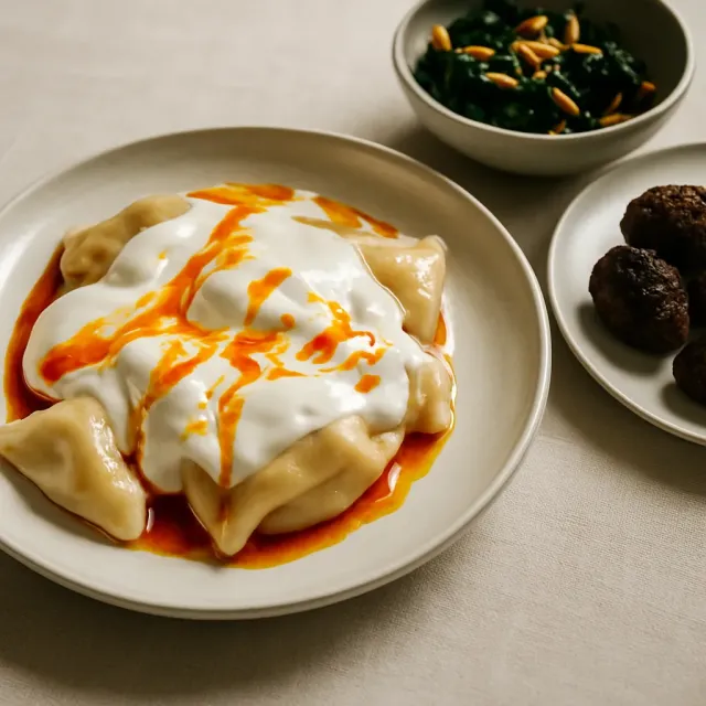 Manti maison (raviolis turcs traditionnels)