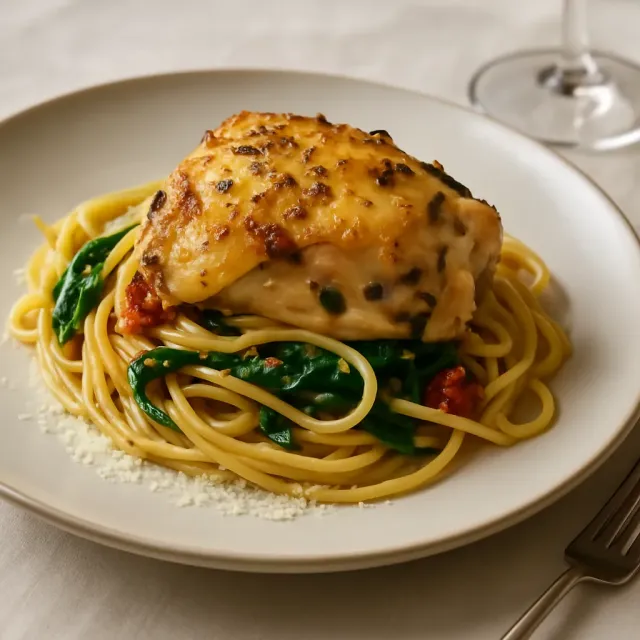 Pollo al Horno con Linguini