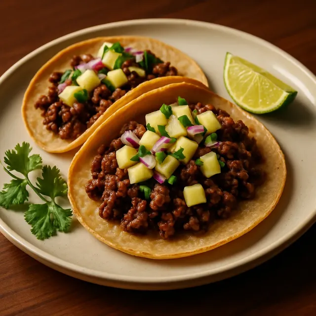 Ananas Salsalı Öğütülmüş Domuz Etli Tacos