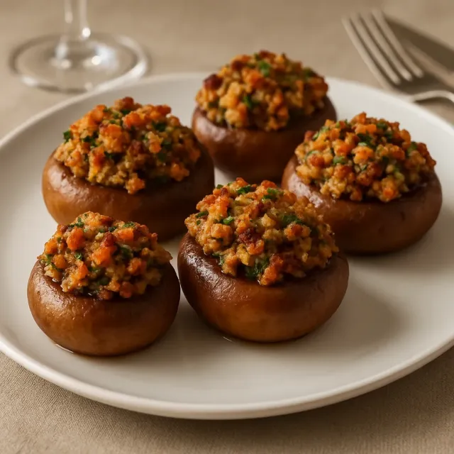 Champignons farcis au bacon et au bleu