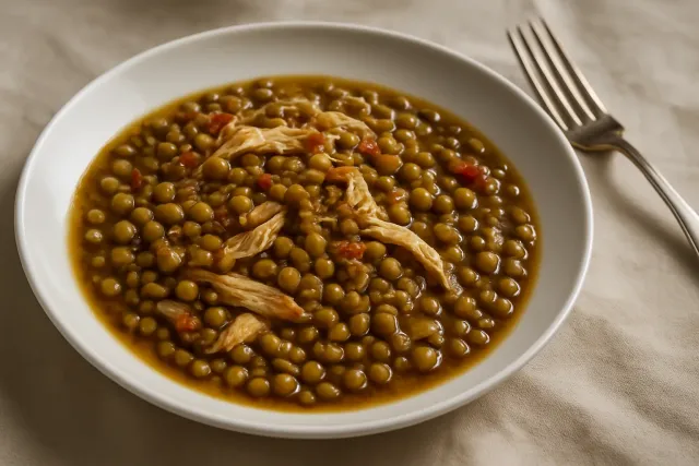 Sopa de Pollo y Lentejas en Olla Lenta