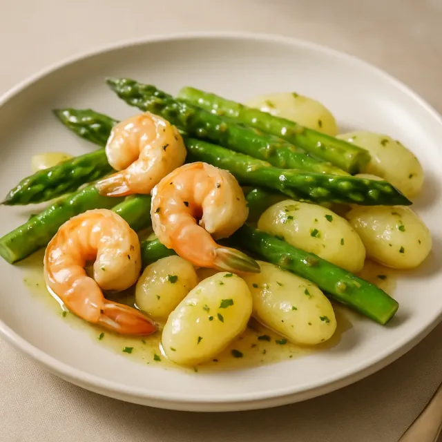 Gnocchi au pesto et aux crevettes