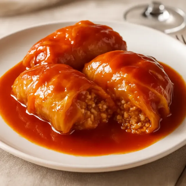 Stuffed Cabbage Rolls with Tomato Sauce