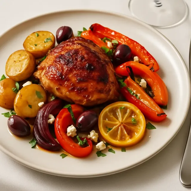 Cena Mediterránea de Pollo en Bandeja para Hornear