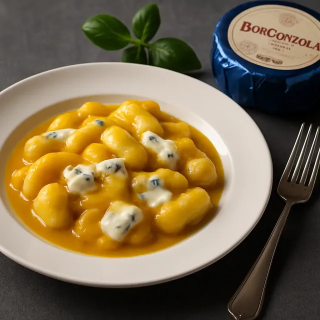 Gnocchi com Creme de Abóbora Acorn e Queijo Borgonzola