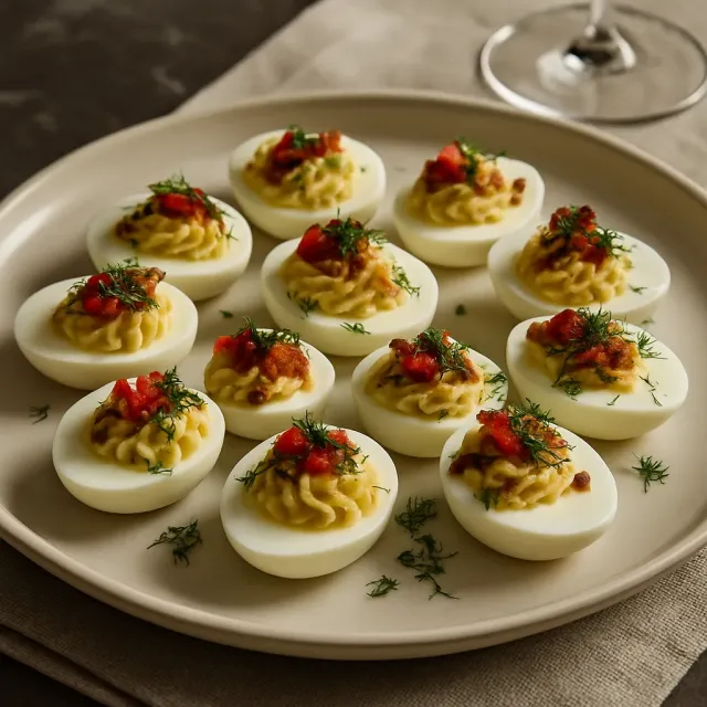 Pimento-Käse gefüllte Eier