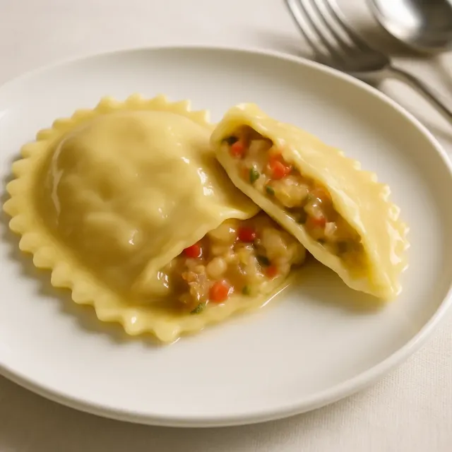 Mushroom and Spinach Ravioli with Chive Butter Sauce