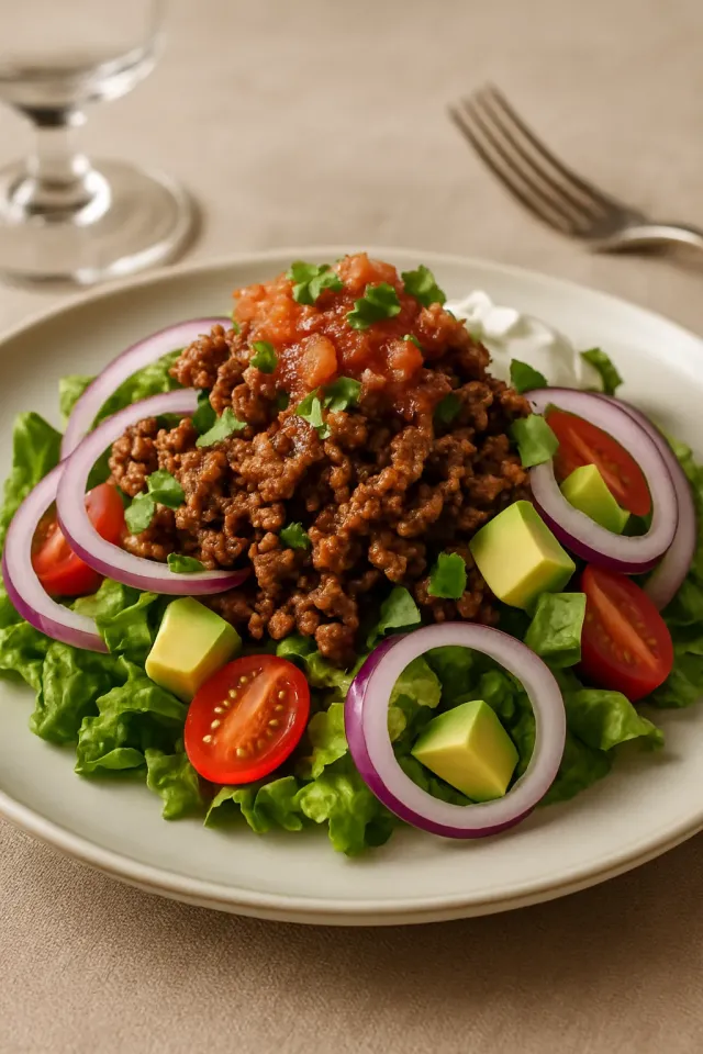 Einfache Keto-Taco-Salatschüssel für 2 Personen
