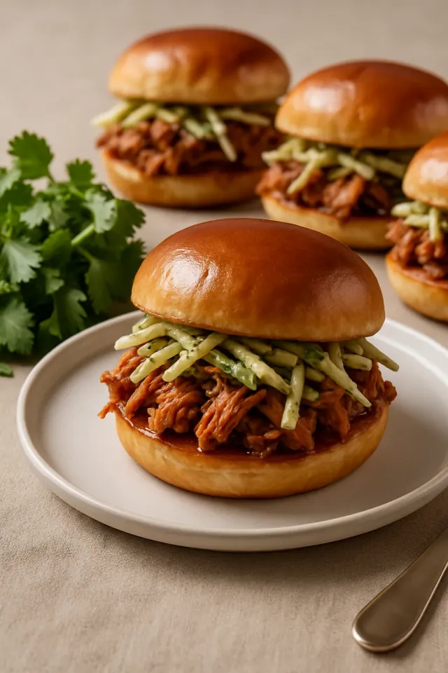 Mini sandwiches de cerdo desmenuzado estilo suroeste