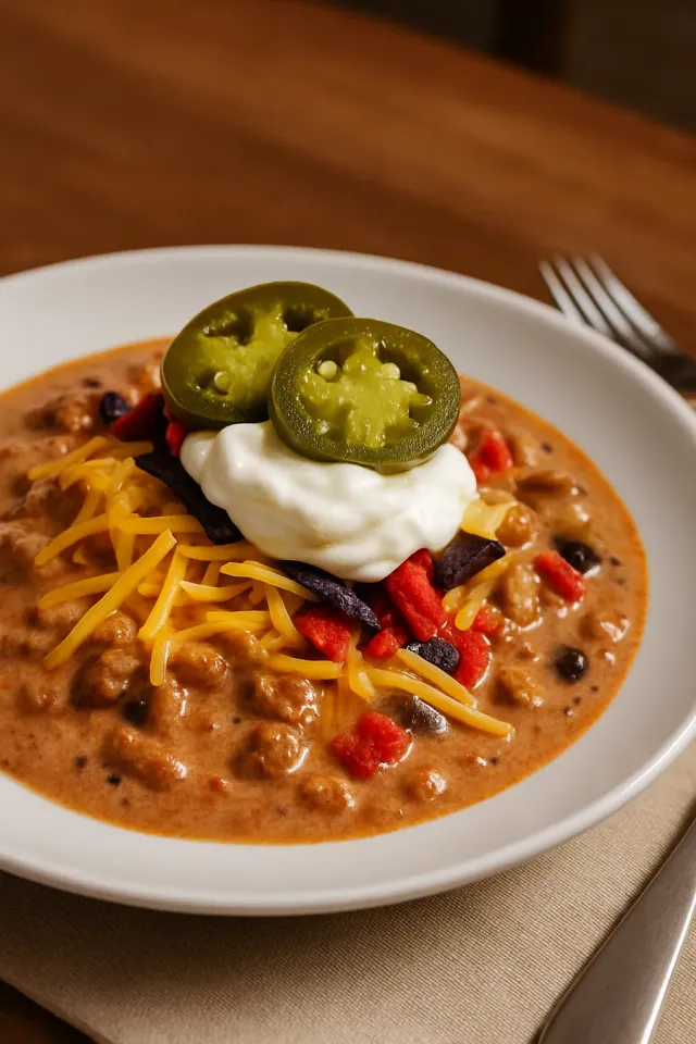 Chili de Pollo Cremoso Fácil en Olla de Cocción Lenta