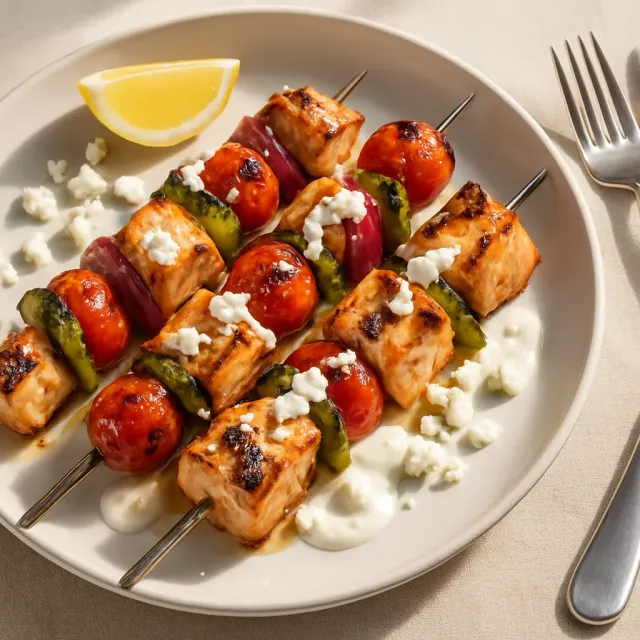 Mediterrane gegrillte Lachsspieße