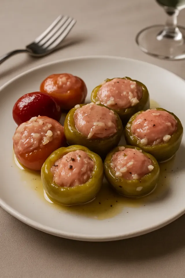 マリネした詰め物入りチェリーペッパー