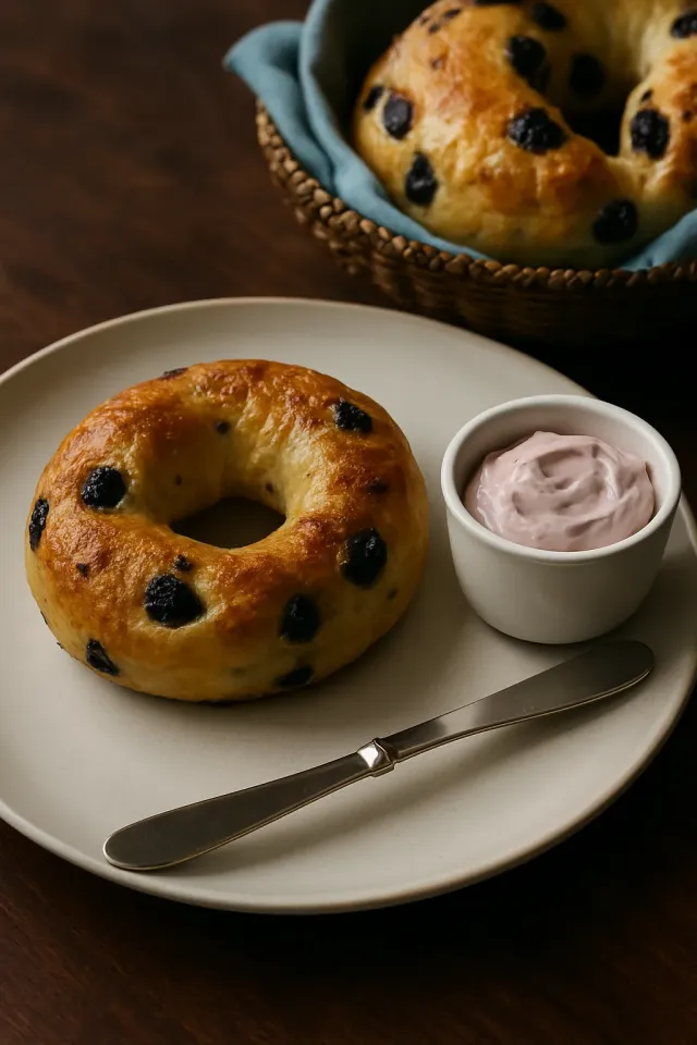 Blueberry-Bagels mit 2-Zutaten-Teig in der Heißluftfritteuse