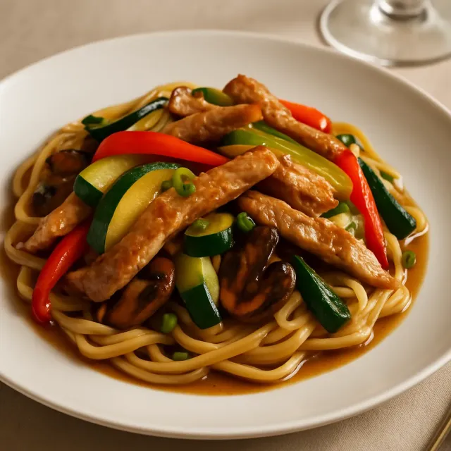 Rau xào với gà hoặc thịt lợn