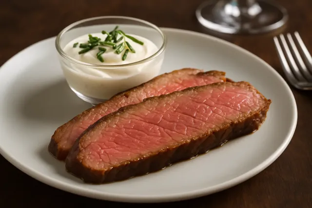Marinated Flank Steak with Horseradish Cream