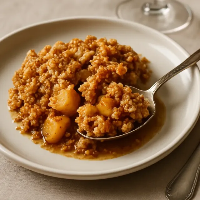 Crosta de Maçã Assada na Fritadeira a Ar com Cobertura de Aveia Streusel