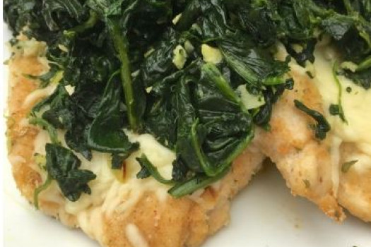 Mozzarella Chicken with Garlic Spinach