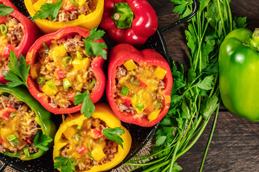Peppers Stuffed with Rice and Beans
