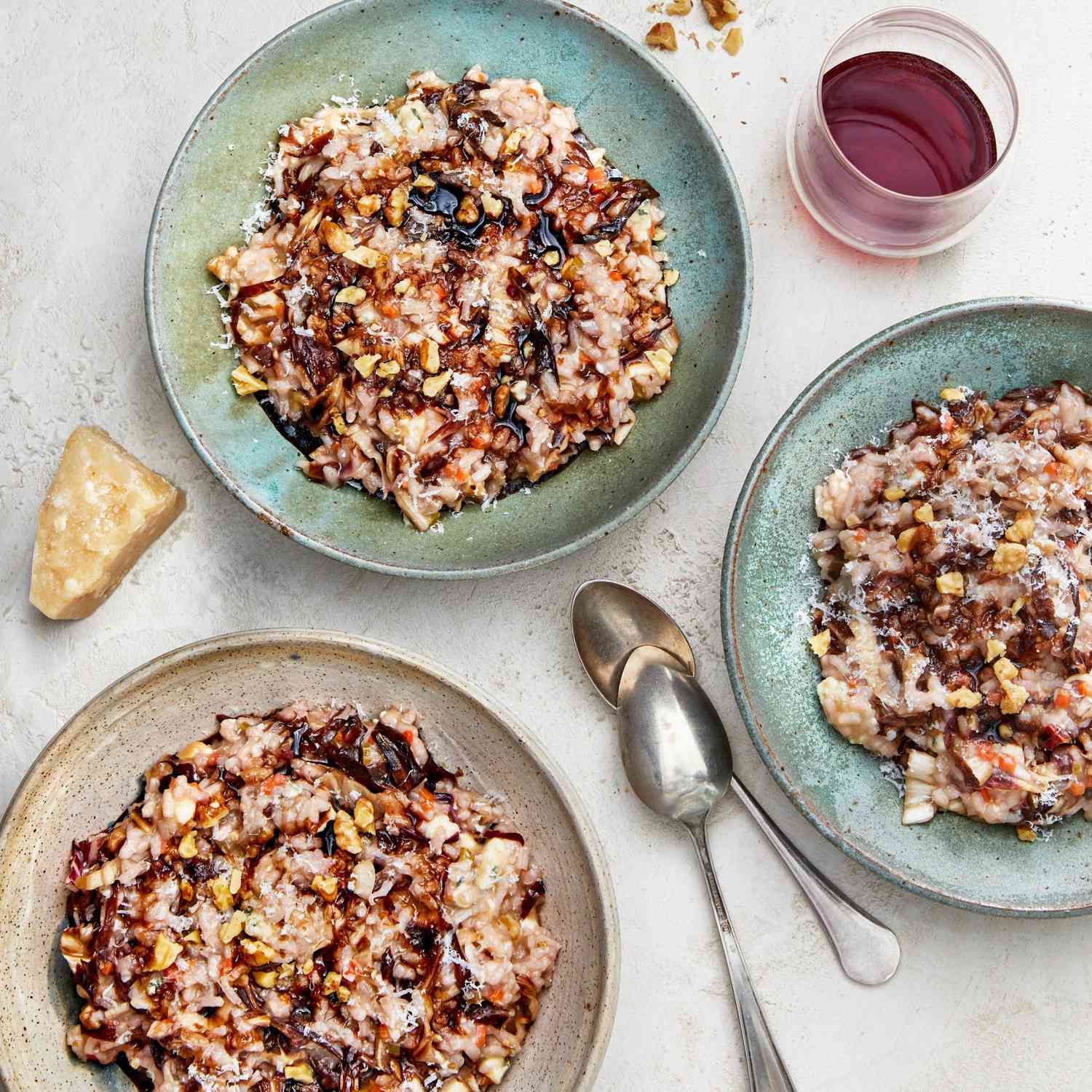Risotto with Radicchio, Gorgonzola, Walnuts, and Balsamic Glaze