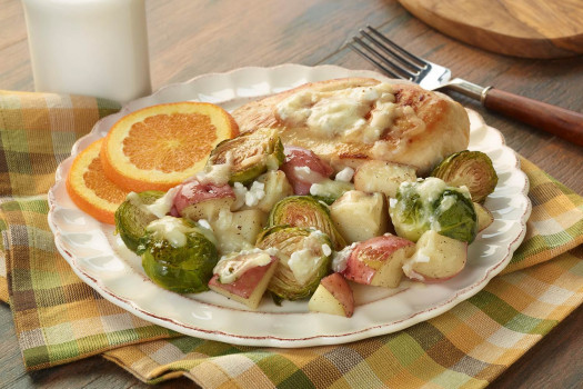 Roasted Brussels Sprouts, Potatoes, and Chicken