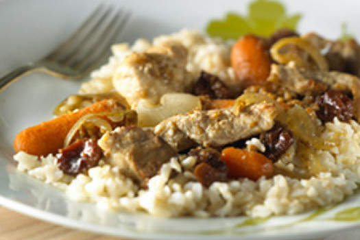 Slow Cooker Pork Stew over Brown Rice
