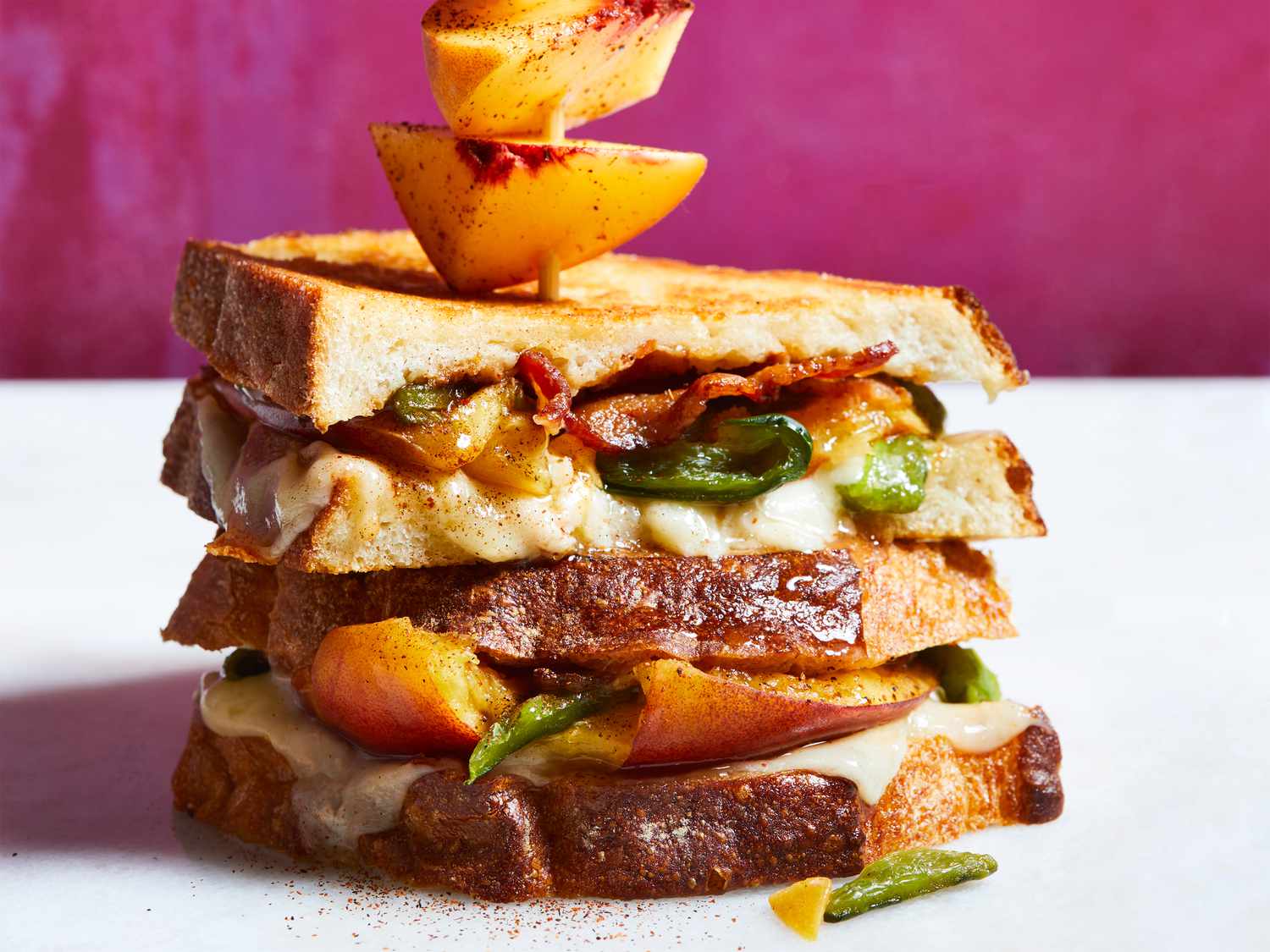 Smashed Peach and Poblano Grilled Cheese