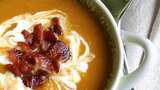Spicy Roasted Butternut Squash, Pear, and Bacon Soup