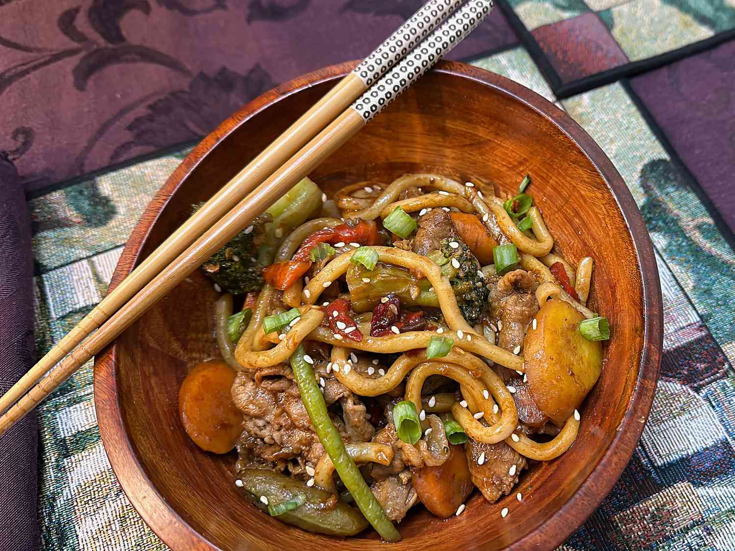 Spicy Vegetable Beef Udon Noodles