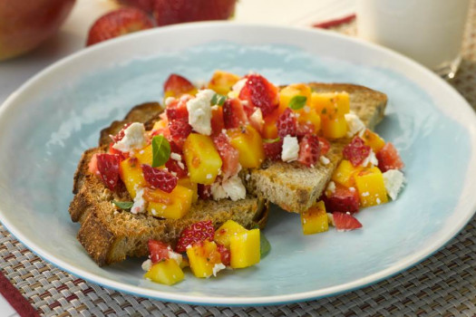 Strawberry Mango Feta Toast Points